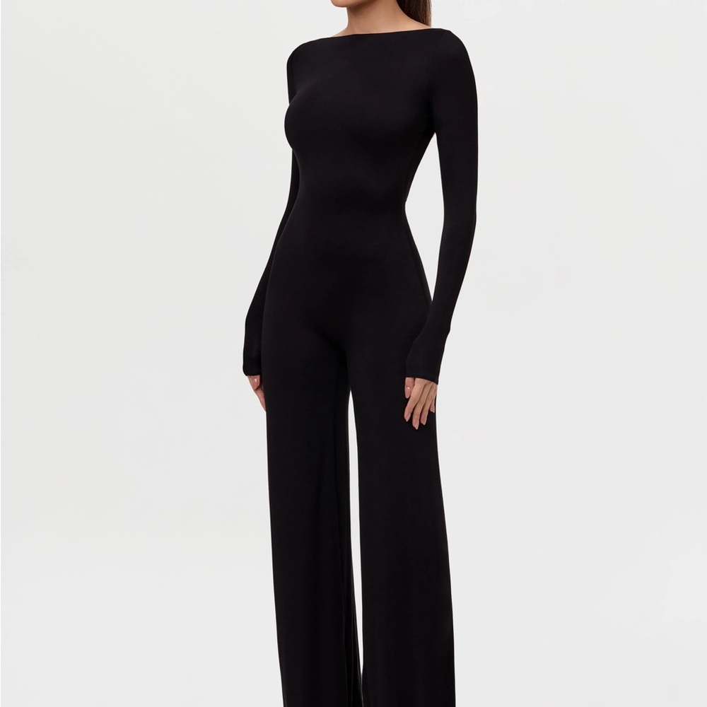 Naked Wardrobe Smooth Boatneck Open Back Jumpsuit